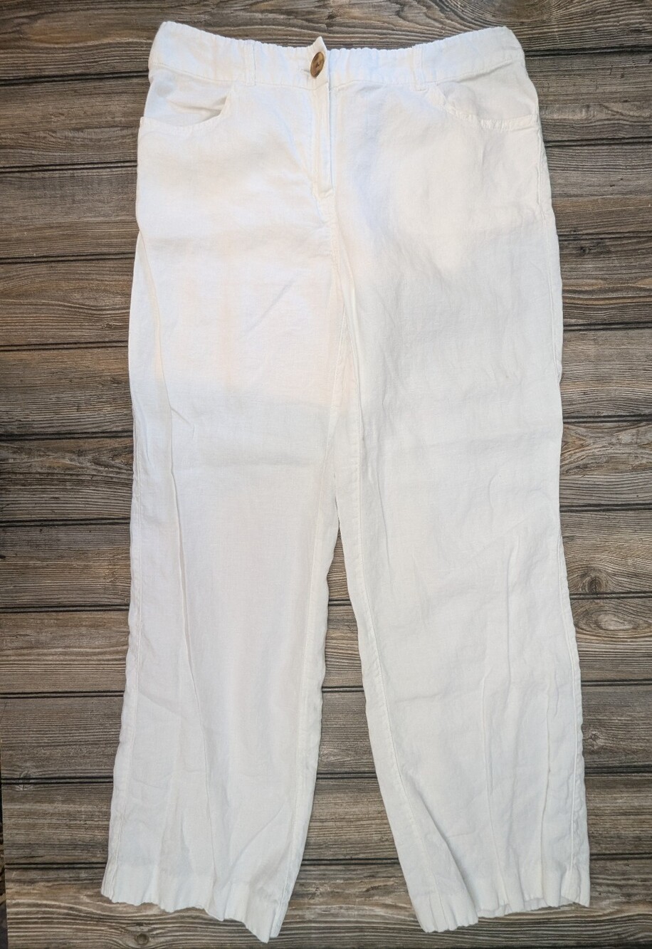 Chico's 100% Linen White Pull On Casual Pants Size 00 Regular U.S. Size X Small